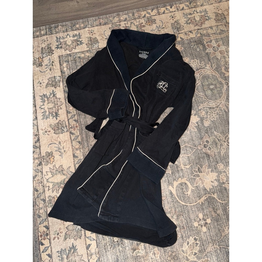 Lauren Ralph Lauren Navy Blue Robe Cotton